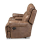 Buckley Reclining Loveseat Modern Light Brown Faux Leather Upholstered 2-Seater with Console for Ultimate Comfort and Style