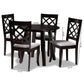 Daisy 5-Piece Dining Set: Modern Grey Fabric Chairs with Dark Brown Finished Wood Table