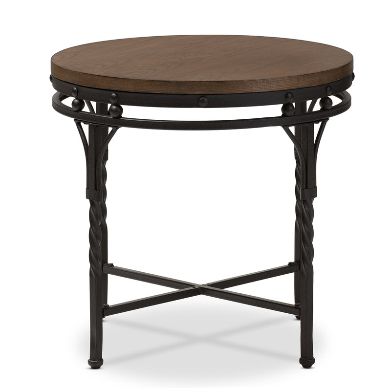 Austin Vintage Industrial Round End Table in Antique Bronze Finish - Stylish Accent for Living Room or Bedroom