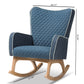 Zoelle Rocking Chair Mid-Century Modern Blue Fabric Upholstery with Natural Finish