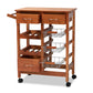 Crayton Mobile Kitchen Storage Cart - Modern Design with Oak Brown Wood and Silver-Tone Metal Accents