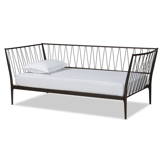 Lysa Twin Size Daybed Modern Black Finished Metal Frame for Stylish Bedroom or Guest Room Decor