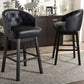 Avril Barstool Modern and Contemporary Black Faux Leather Tufted Swivel with Nail Head Trim Set of 2