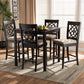 Arden Pub Set Modern and Contemporary Grey Fabric Upholstered Espresso Brown Finished 5-Piece Wood