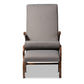 Kaira Rocking Chair and Ottoman Set Gray Fabric Upholstered Walnut-Finished Wood 2-Piece Modern and Contemporary