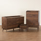 Lena Mid-Century Modern Storage Set 3-Piece Walnut Brown Finished Wood Furniture for Stylish Organization and Décor