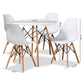 Jaspen 5-Piece Dining Set Modern Contemporary Design White Polypropylene Plastic Oak Brown Finished Wood