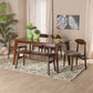 Daria Dining Set Mid-Century Modern 6-Piece Collection in Warm Grey Fabric and Dark Brown Wood Finish