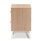 Helena Nightstand Mid-Century Modern Natural Oak and Whitewashed Wood 2-Drawer Design for Stylish Bedroom Storage