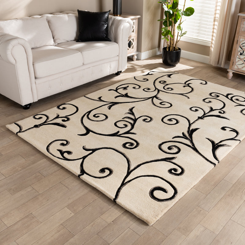 Trellis Area Rug Modern Hand-Tufted Wool Blend in Ivory and Black for Stylish Home Décor