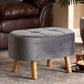 Simone Mid-Century Modern Ottoman Grey Velvet Upholstered Wood Footrest for Stylish Living Room Decor