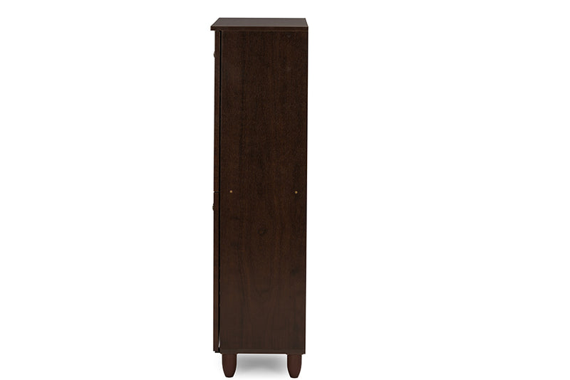 Winda Storage Cabinet Modern and Contemporary 4-Door Dark Brown Wooden Entryway Shoes