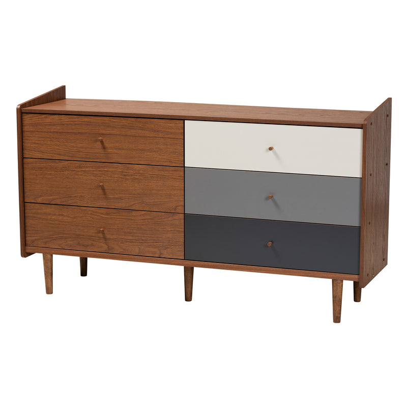 Halden Mid-Century Modern 3-Piece Storage Set in Multicolor Walnut Brown and Grey Wood Finish