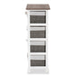 Terena Storage Unit - Modern Two-Tone Walnut Brown and White Wood with 4 Baskets for Organized Living and Stylish Décor