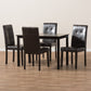 Avery 5-Piece Dining Set in Modern Dark Brown Faux Leather Upholstery