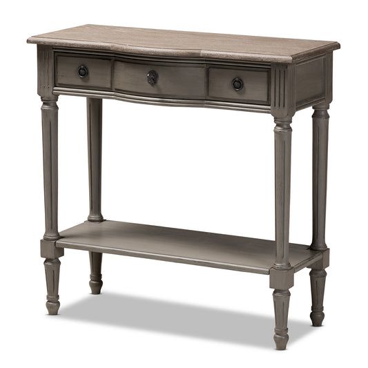 Noelle Console Table French Provincial Style Gray Finished 1-Drawer Wood Design for Entryway or Living Room