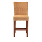 Racquel Modern Bohemian Counter Stool in Natural Rattan and Mahogany Wood for Chic Home Decor