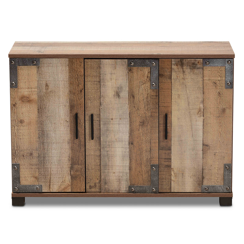 Cyrille Shoe Cabinet - Modern Farmhouse Style with Rustic Wood Finish and 3 Doors for Stylish Storage Solutions