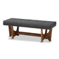 Theo Bench Mid-Century Modern Dark Grey Fabric Upholstered Walnut Finished