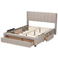 Coronado Platform Bed - Mid-Century Modern Transitional Beige Fabric 3-Drawer Storage