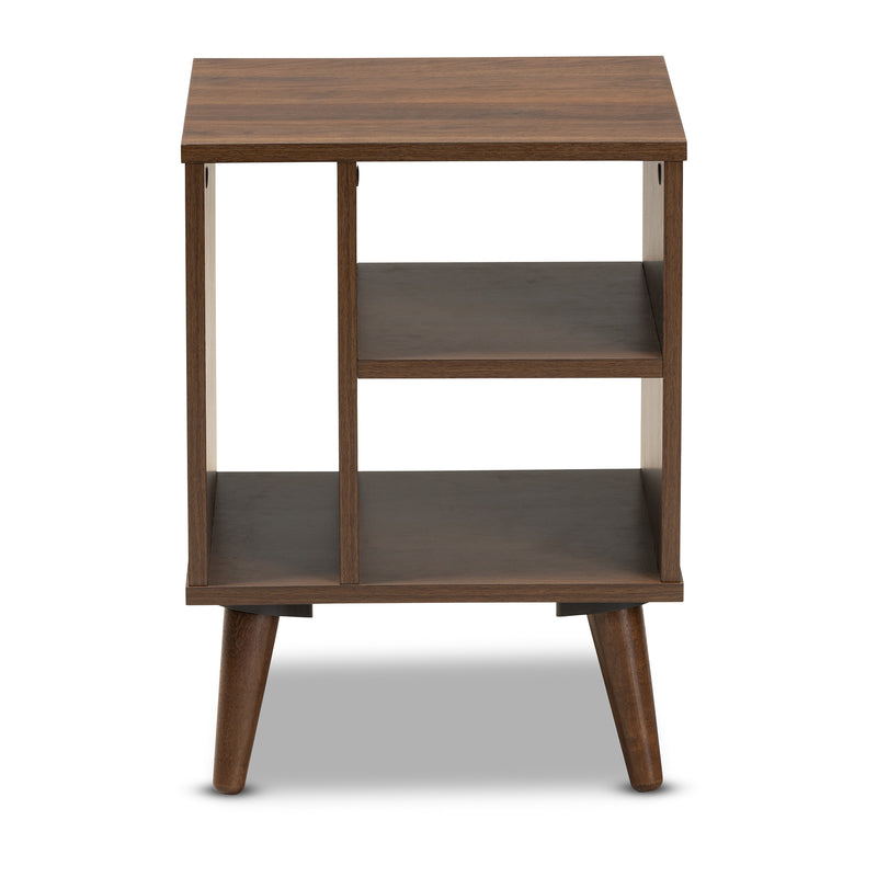 Sami Mid-Century Modern End Table in Walnut Finish - Stylish Wooden Accent Table for Living Room or Bedroom