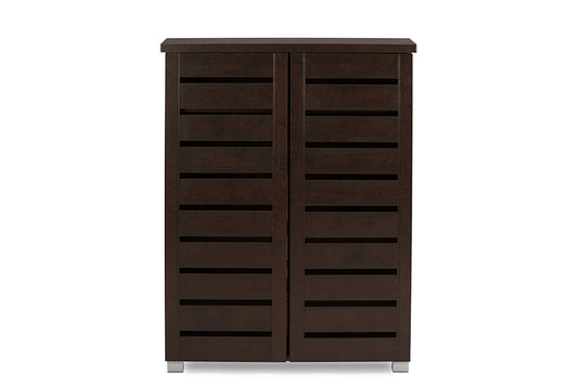 Adalwin Storage Cabinet Modern and Contemporary 2-Door Dark Brown Wooden Entryway