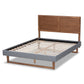 Allegra Platform Bed - Mid-Century Modern Dark Grey Fabric Upholstered with Ash Walnut Brown Finish