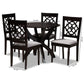 Tonia 5-Piece Dining Set Modern Grey Fabric Upholstered Chairs with Dark Brown Finished Wood Table