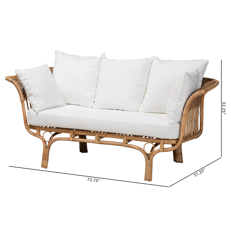 Edana Modern Bohemian Sofa Natural Rattan Design with Comfortable Cushioning for Stylish Living Spaces