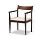 Coretta Dining Set - Mid-Century Modern 6-Piece Cream Fabric and Dark Brown Wood Furniture for Elegant Dining Rooms