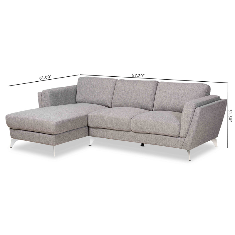 Mirian Sectional Sofa Modern Grey Fabric Upholstered Design with Left-Facing Chaise for Stylish Living Rooms