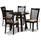 Maisie Dining Set - Modern 5-Piece Collection with Sand Fabric Upholstery and Dark Brown Finished Wood