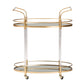 Nakano Wine Cart - Glam 2-Tier Gold Metal and Mirrored Glass Serving Cart