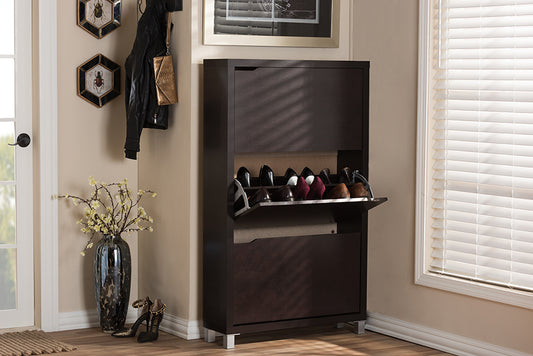 Simms Shoe Cabinet Dark Brown Modern