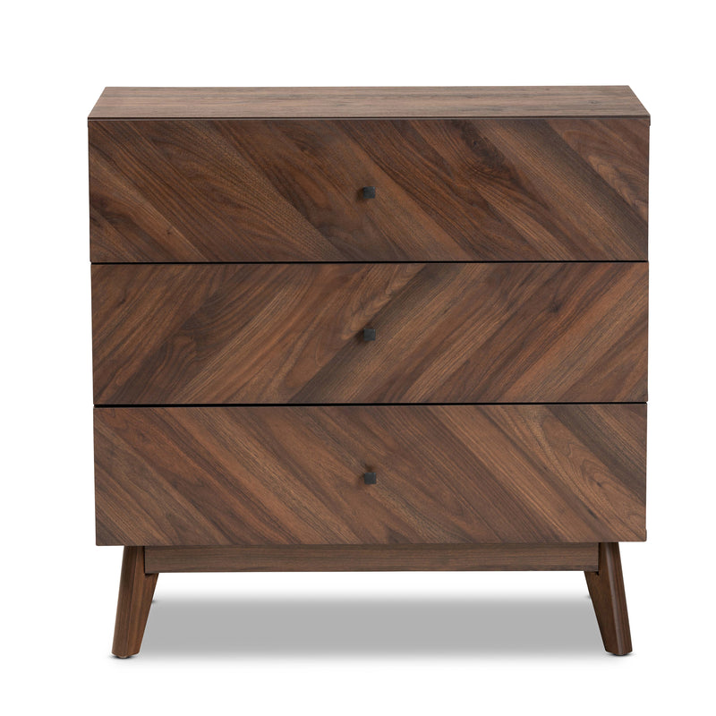 Hartman Mid-Century Modern 3-Drawer Storage Chest in Walnut Brown Finished Wood for Stylish Organization and Décor