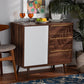 Grover Sideboard Mid-Century Modern Two-Tone Cherry Brown and White Wood 1-Door Buffet for Stylish Storage and Display