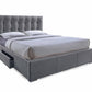 Sarter King-Size Bed Contemporary Grid-Tufted Grey Fabric Upholstered Storage Bed with 2 Drawers for Organized Living