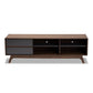 Koji TV Stand - Mid-Century Modern Two-Tone Grey and Walnut Wood with 2 Drawers for Stylish Living Room Storage