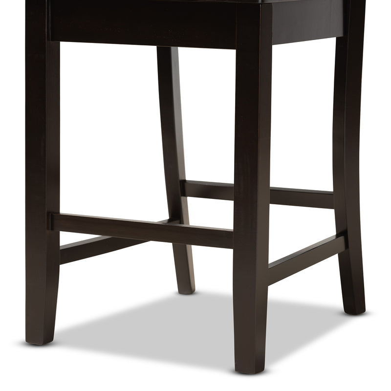 Fenton Counter Stool Set Modern and Contemporary Dark Brown Finished Wood 2-Piece