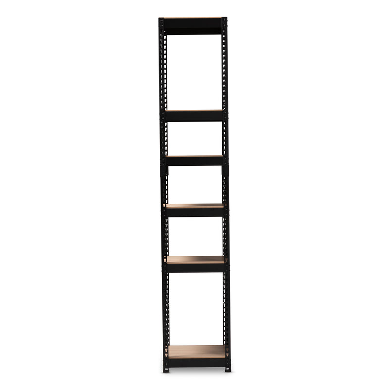 Gavin 5-Shelf Closet Storage Organizer Modern Black Metal Racking System for Efficient Home Organization