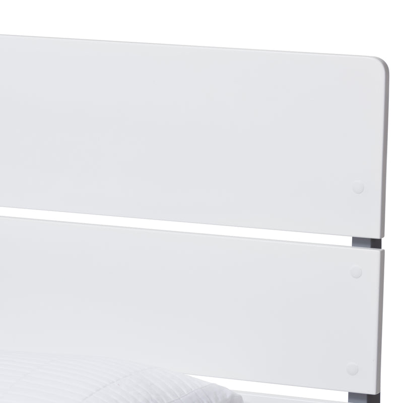 Nereida Twin Platform Bed - Modern Classic Mission Style in White and Dark Grey Wood