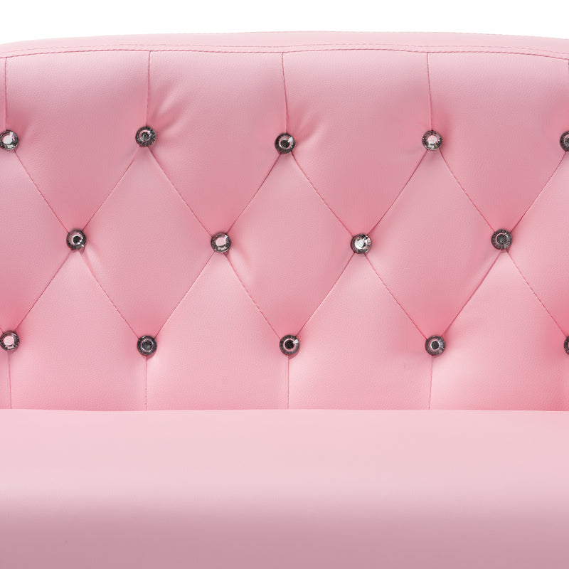 Gemma Kids Loveseat Modern Pink Faux Leather 2-Seater Sofa for Children