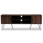 Corina TV Stand Mid-Century Modern Two-Tone Walnut and Black Wood Entertainment Center with Storage for Living Room