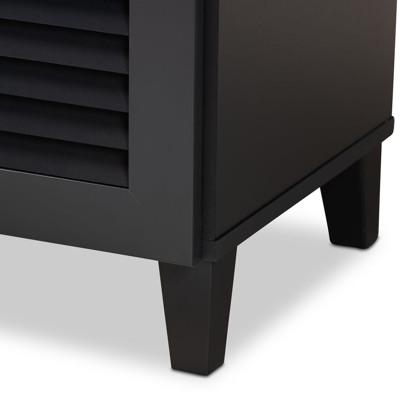 Coolidge Shoe Storage Cabinet Modern and Contemporary Dark Grey Finished 5-Shelf Wood with Drawer