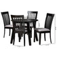 Nina 5-Piece Dining Set in Modern Grey Fabric and Espresso Brown Wood for Stylish Dining Rooms