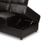 Roland Sectional Modern and Contemporary Black Faux Leather 2-Piece with Recliner and Storage Chaise