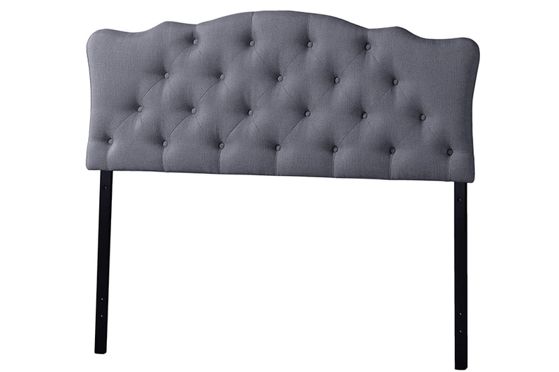 Rita Headboard - Modern and Contemporary Black Faux Leather Upholstered Button-tufted Scalloped Design