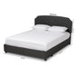 Larese Queen Size Platform Storage Bed Dark Grey Fabric Upholstered with 2 Convenient Drawers for Storage