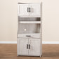 Portia Kitchen Storage Cabinet Modern 6-Shelf White-Washed Wood Organizer for Home and Dining Spaces