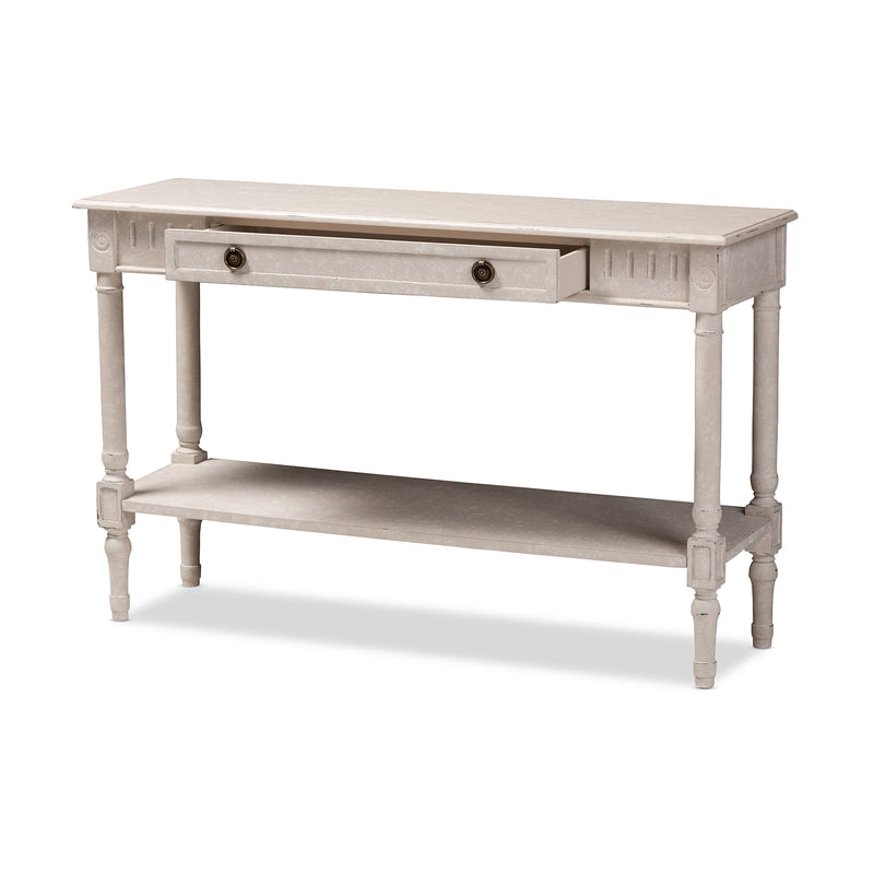 Ariella Console Table Country Cottage Farmhouse Style with 1 Drawer Whitewashed Finish